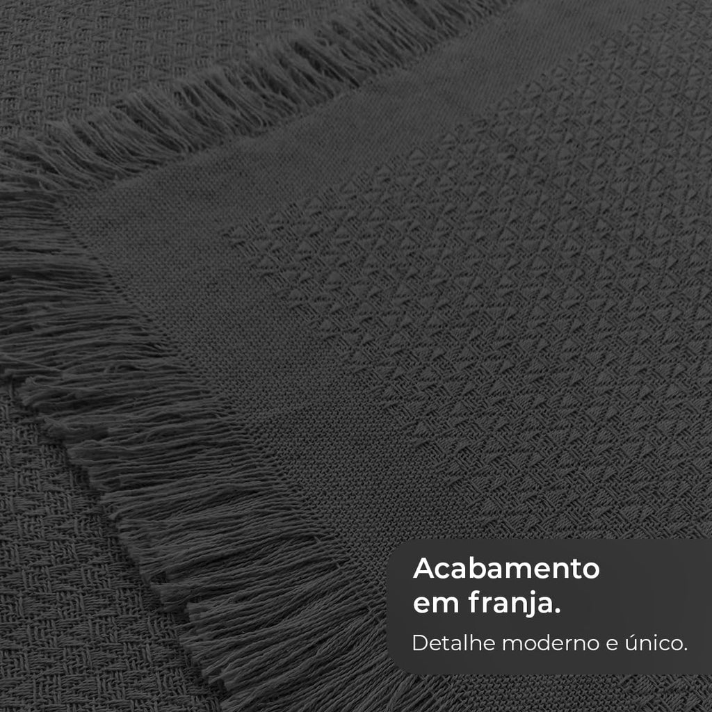 Decolab Manta para Sofá em Algodão com Franjas Artesanais | Cobertor Decorativo para Sofa, Poltrona e Cama | Estilo Boho Chic (Branca-Cru)