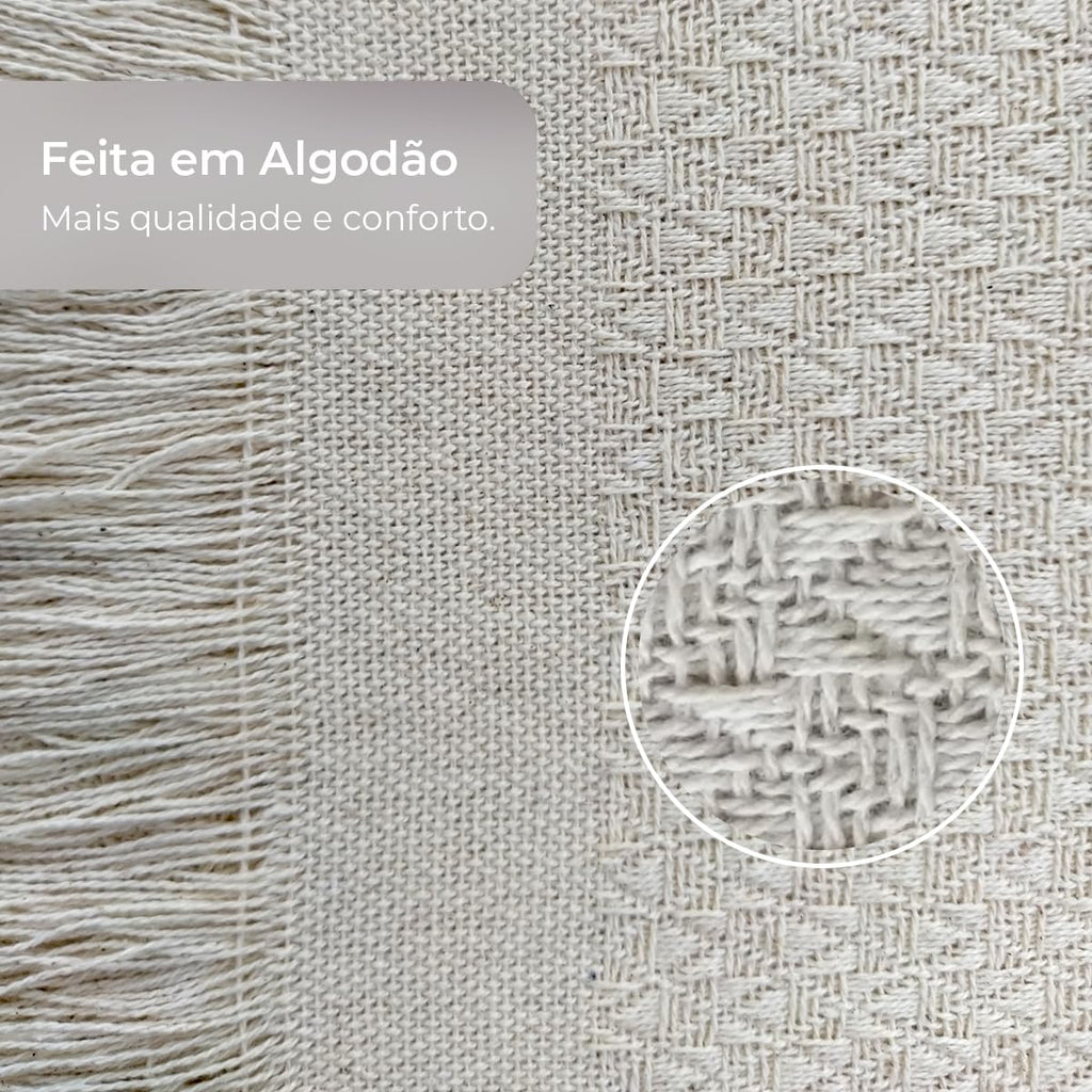 Decolab Manta para Sofá em Algodão com Franjas Artesanais | Cobertor Decorativo para Sofa, Poltrona e Cama | Estilo Boho Chic (Branca-Cru)