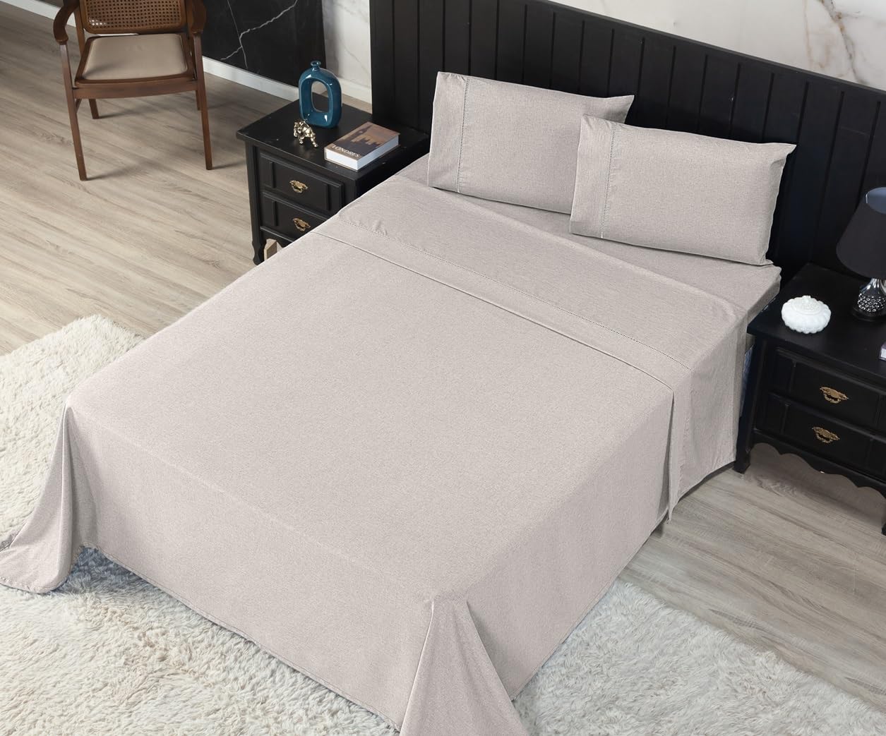 Jogo de Cama Queen Percal 400 Fios Ponto Palito 04 Peças, Antiácaro, Anti-pilling com Toque Macio - Branco