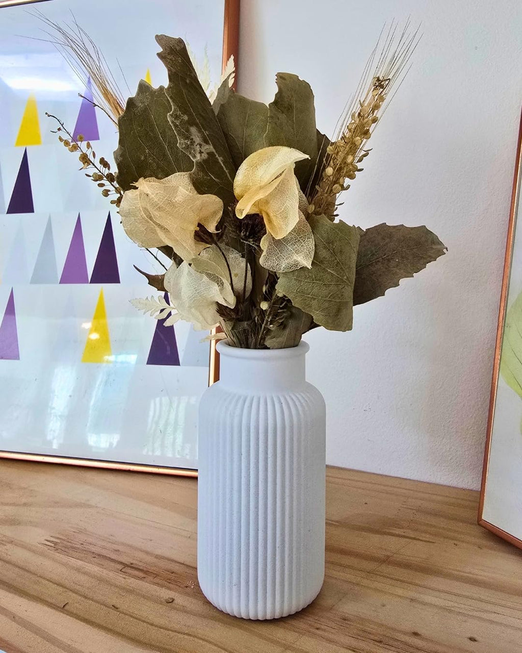 Arranjo De Flores Secas Decorativo Vaso Garrafa Listras