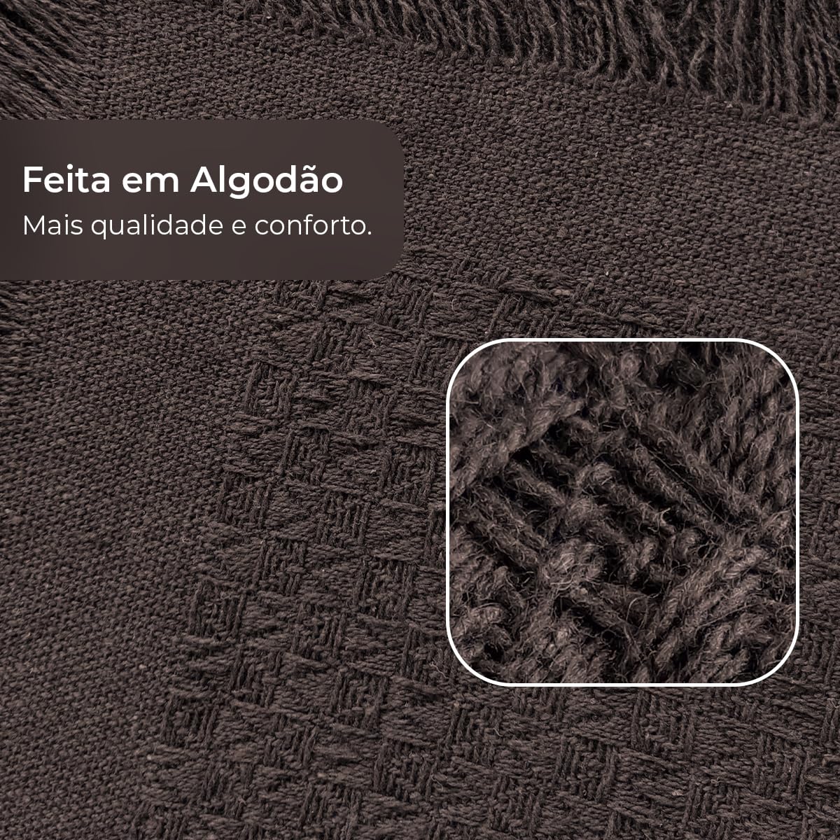Decolab Manta para Sofá em Algodão com Franjas Artesanais | Cobertor Decorativo para Sofa, Poltrona e Cama | Estilo Boho Chic (Branca-Cru)