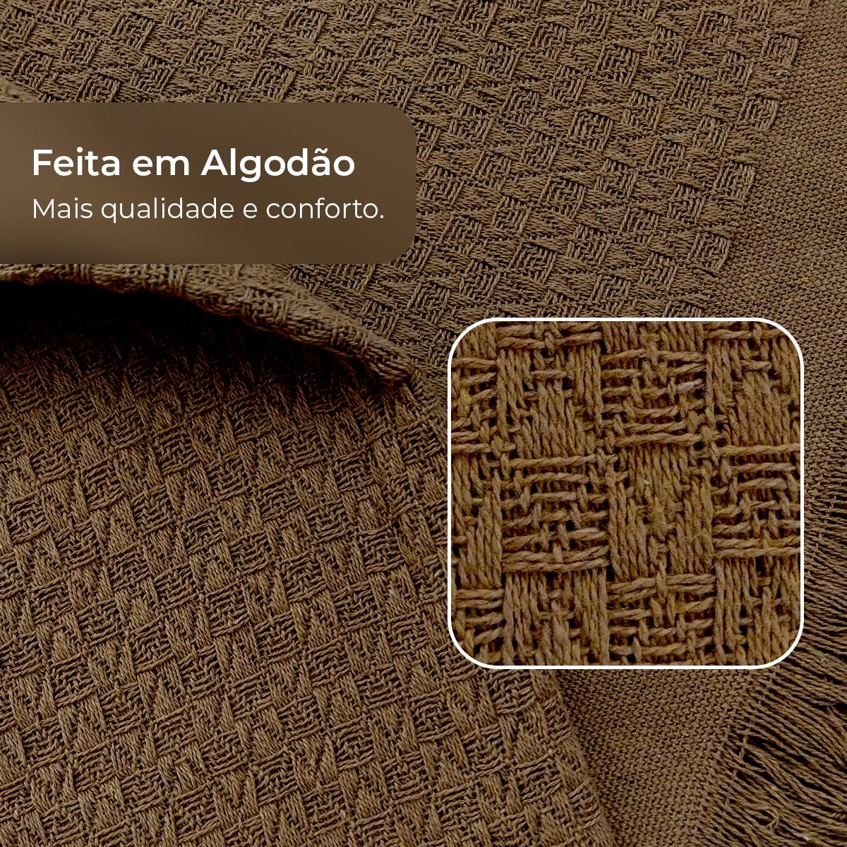 Decolab Manta para Sofá em Algodão com Franjas Artesanais | Cobertor Decorativo para Sofa, Poltrona e Cama | Estilo Boho Chic (Branca-Cru)