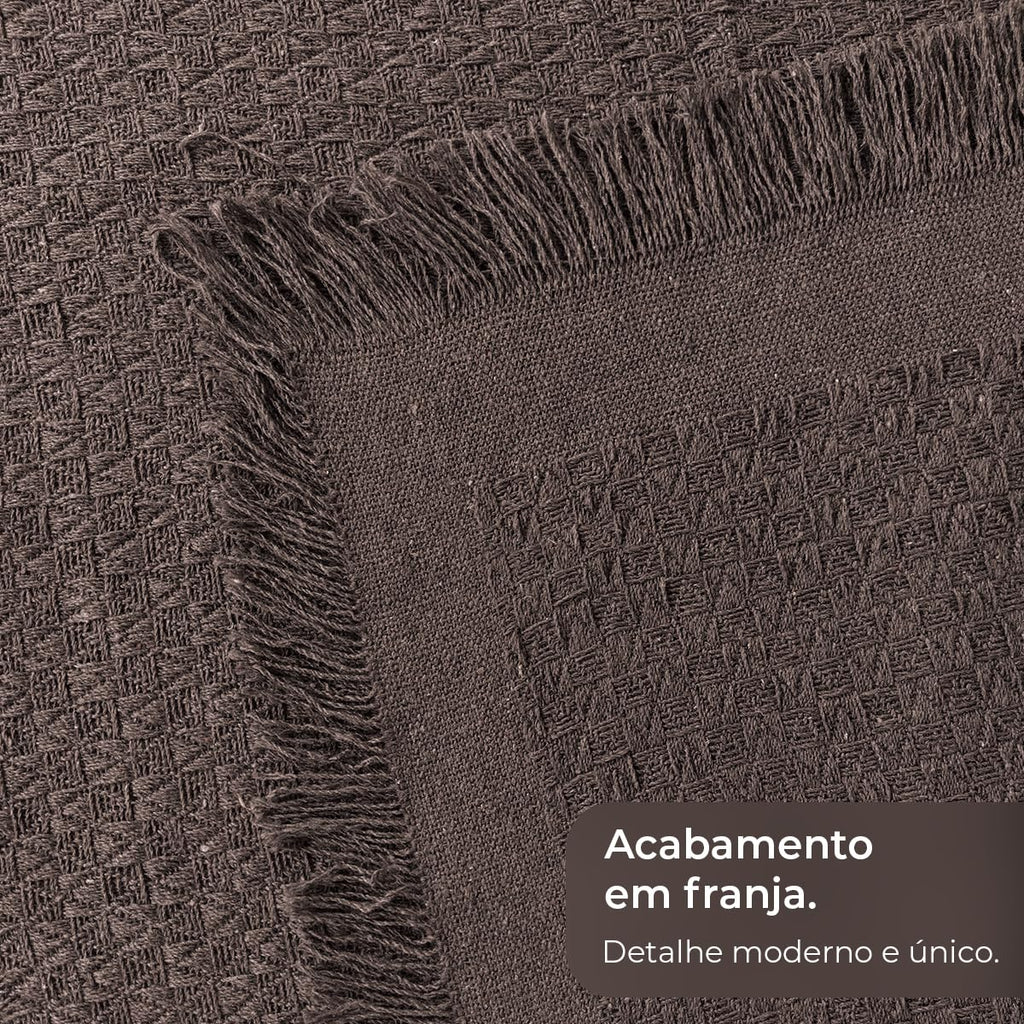 Decolab Manta para Sofá em Algodão com Franjas Artesanais | Cobertor Decorativo para Sofa, Poltrona e Cama | Estilo Boho Chic (Branca-Cru)
