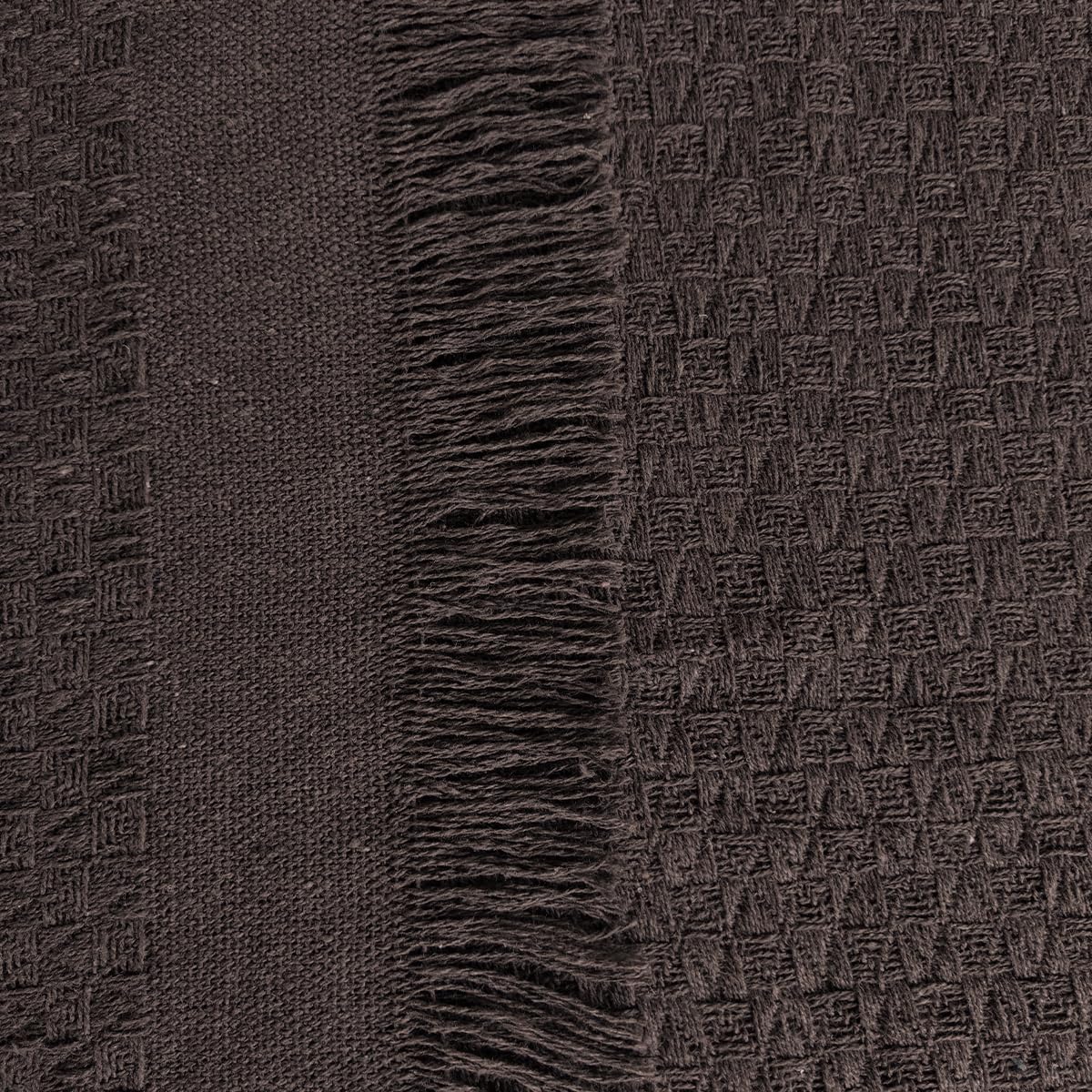 Decolab Manta para Sofá em Algodão com Franjas Artesanais | Cobertor Decorativo para Sofa, Poltrona e Cama | Estilo Boho Chic (Branca-Cru)