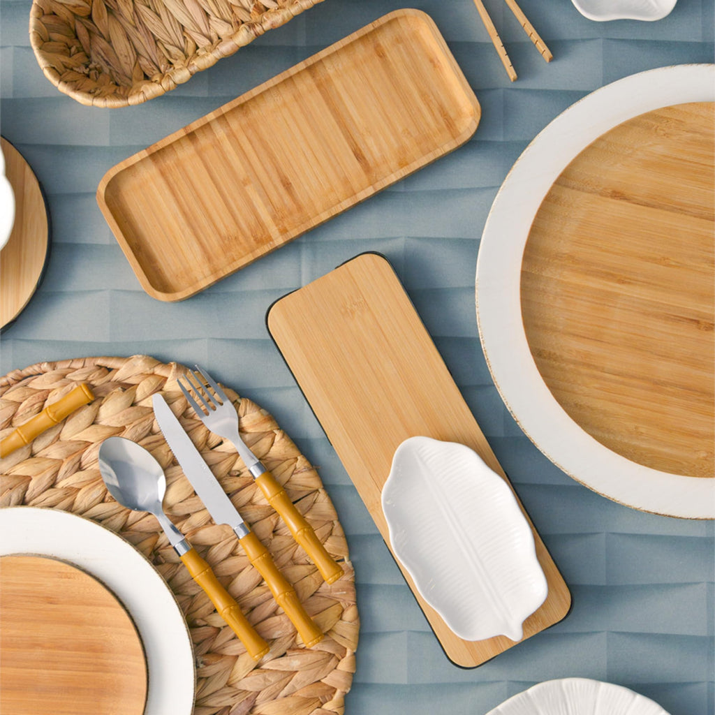 LYOR - Bandeja de Bambu Hire Marrom Natural 20cm - Mesa Posta - Organização - Utensílios de Cozinha - Enxoval - Decoração - Travessa Retangular - Petisqueira - Utilidades Domésticas