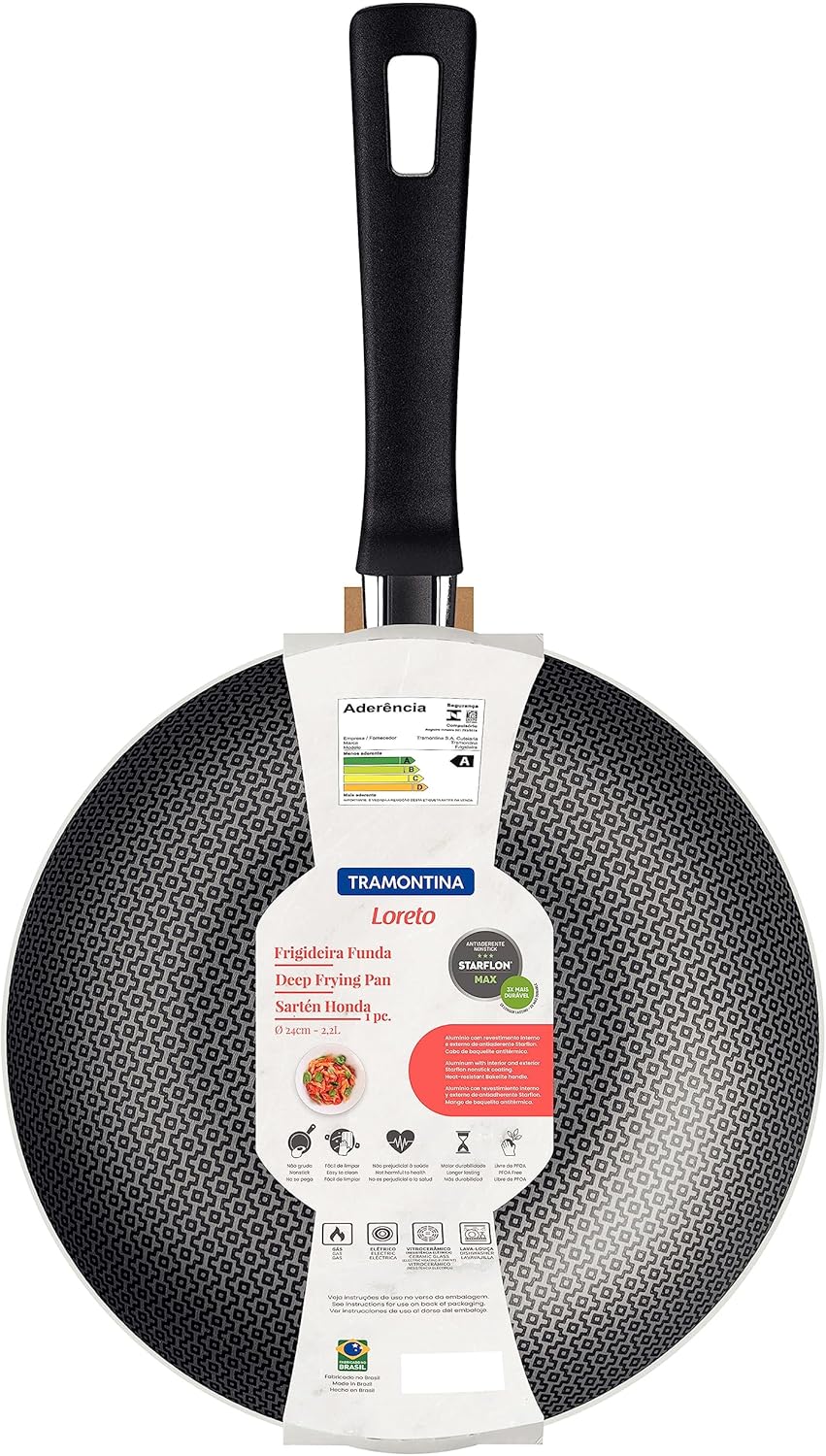 Frigideira Funda Tramontina Loreto em Alumínio com Revestimento Interno e Externo em Antiaderente Starflon Max Vermelho 24 cm 2,2 L