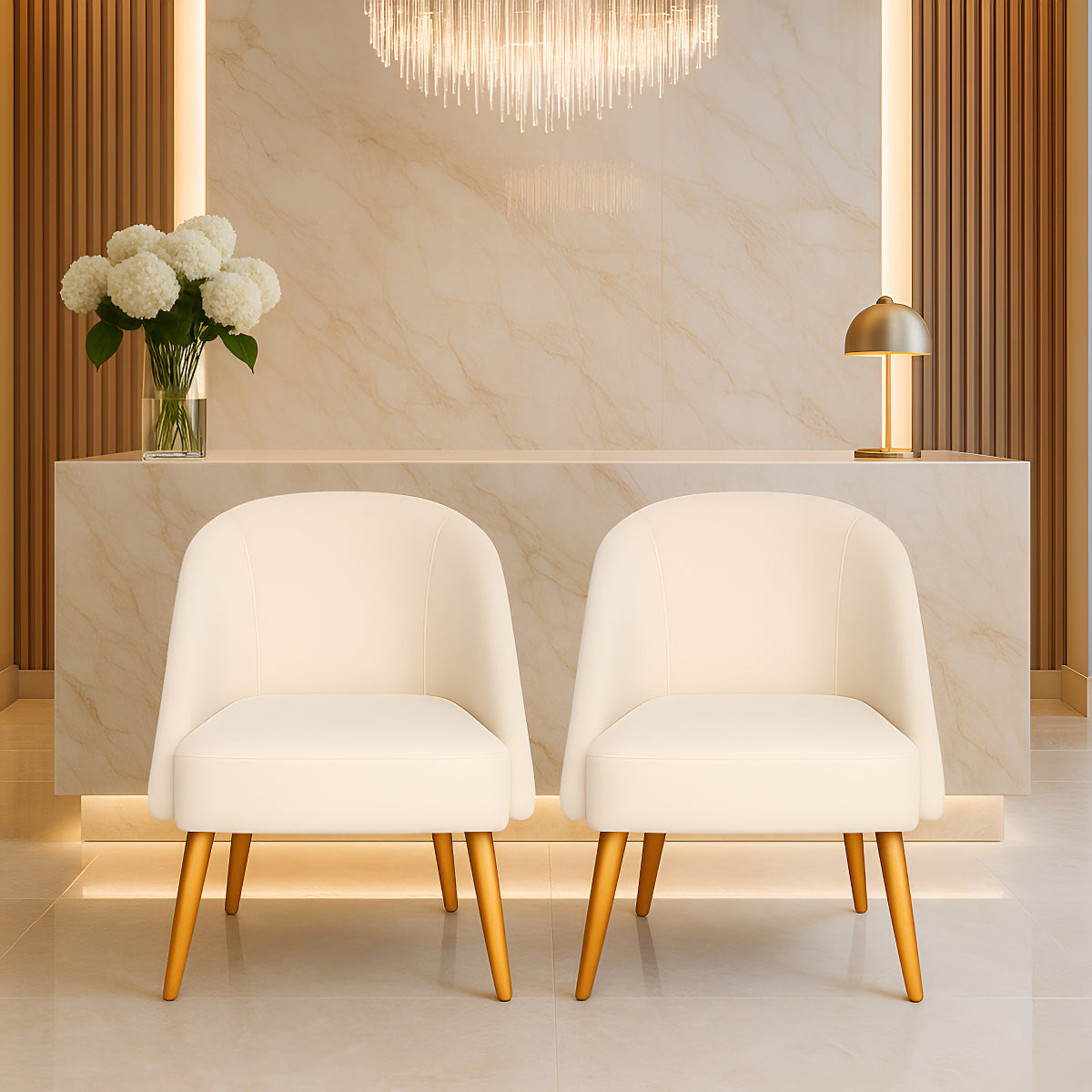 Kit 2 Banquetas Poltrona Lua Cor Bege