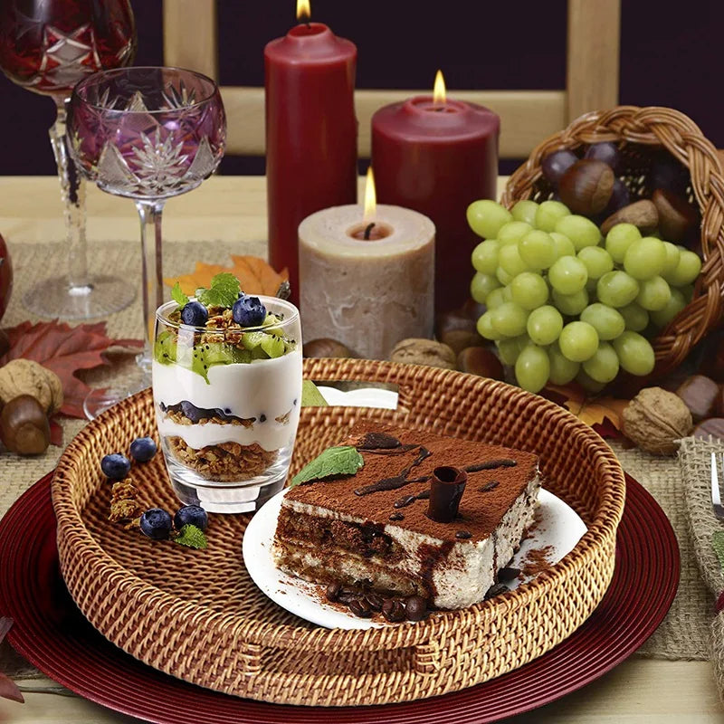 Cesta Retangular de Vime e Rattan Feita à Mão – Armazenamento para Frutas, Pães, Lanches, Chá, Cosméticos e Utensílios de Cozinha