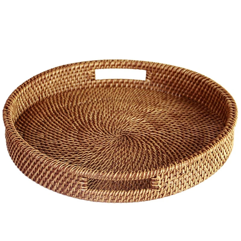 Cesta Retangular de Vime e Rattan Feita à Mão – Armazenamento para Frutas, Pães, Lanches, Chá, Cosméticos e Utensílios de Cozinha