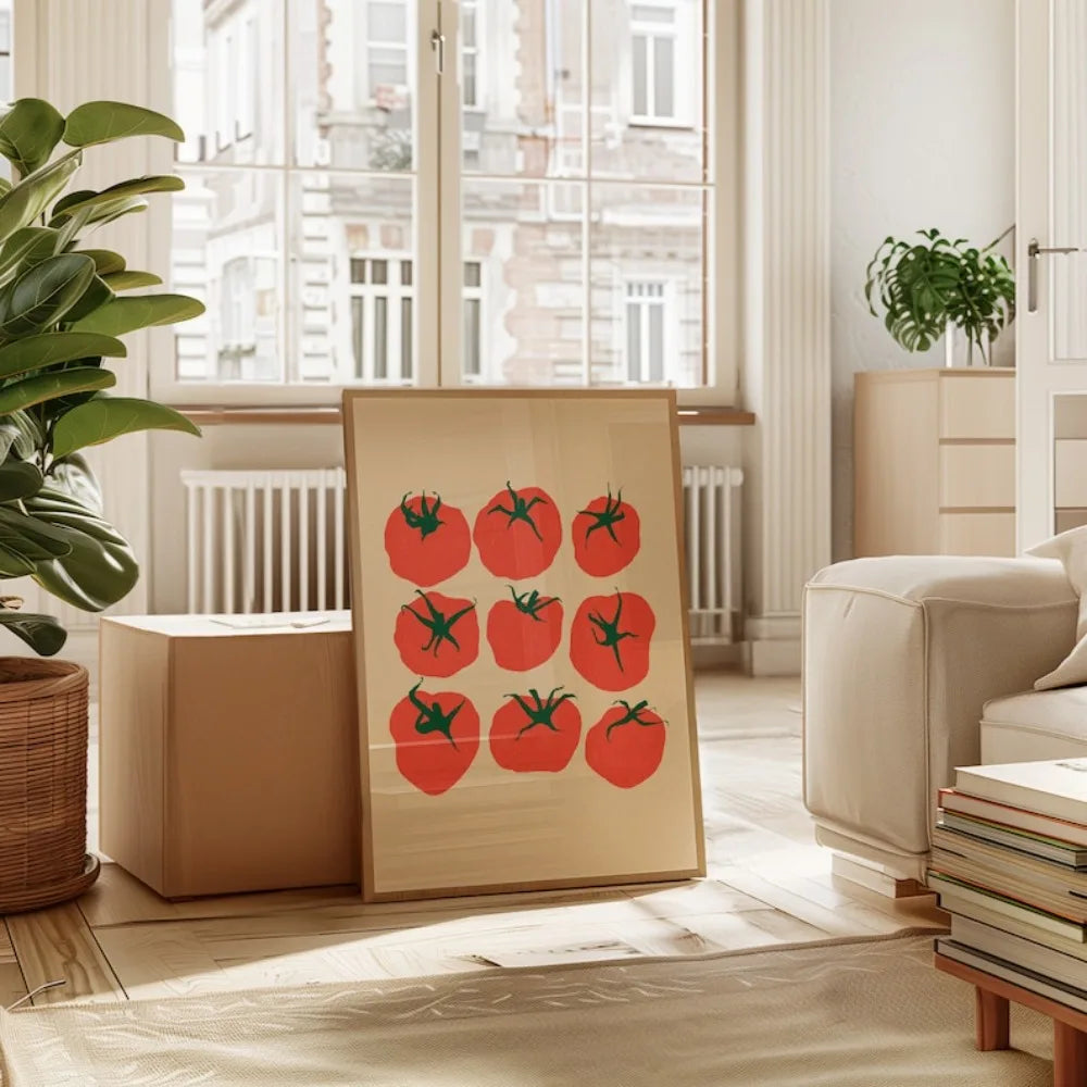 Pôster de Tomate Sem Moldura – Arte de Cozinha Mediterrânea, Impressão Decorativa para Parede, Quadro em Tela Imprimível para Decoração de Cozinha