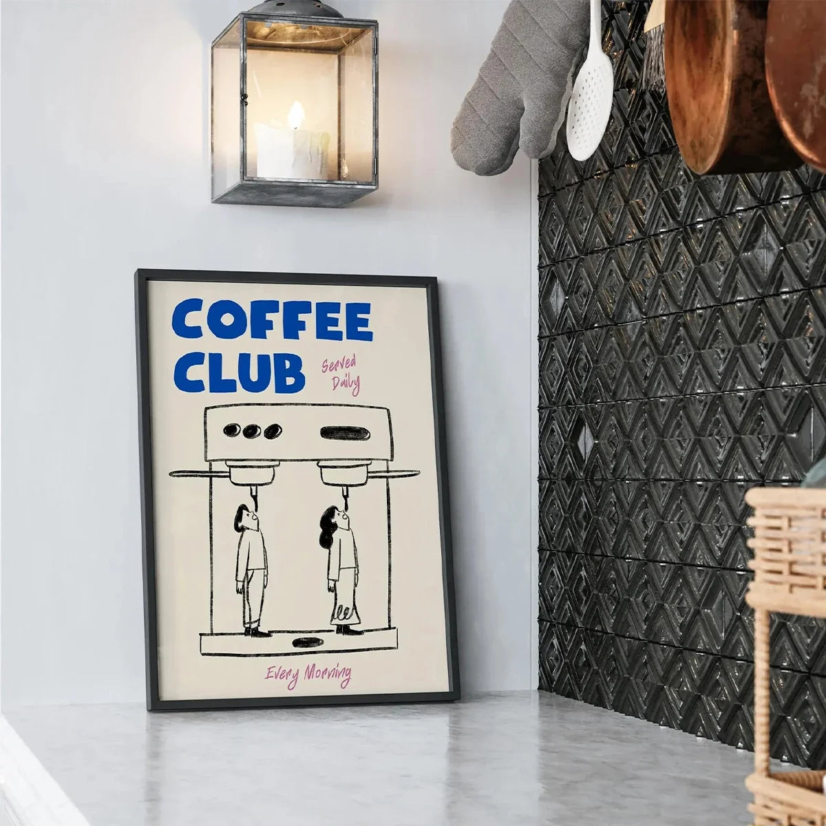 Quadro Decorativo Café Espresso Bom Dia – Estilo Moderno Minimalista para Parede da Sala e Cozinha (Poster sem Moldura)