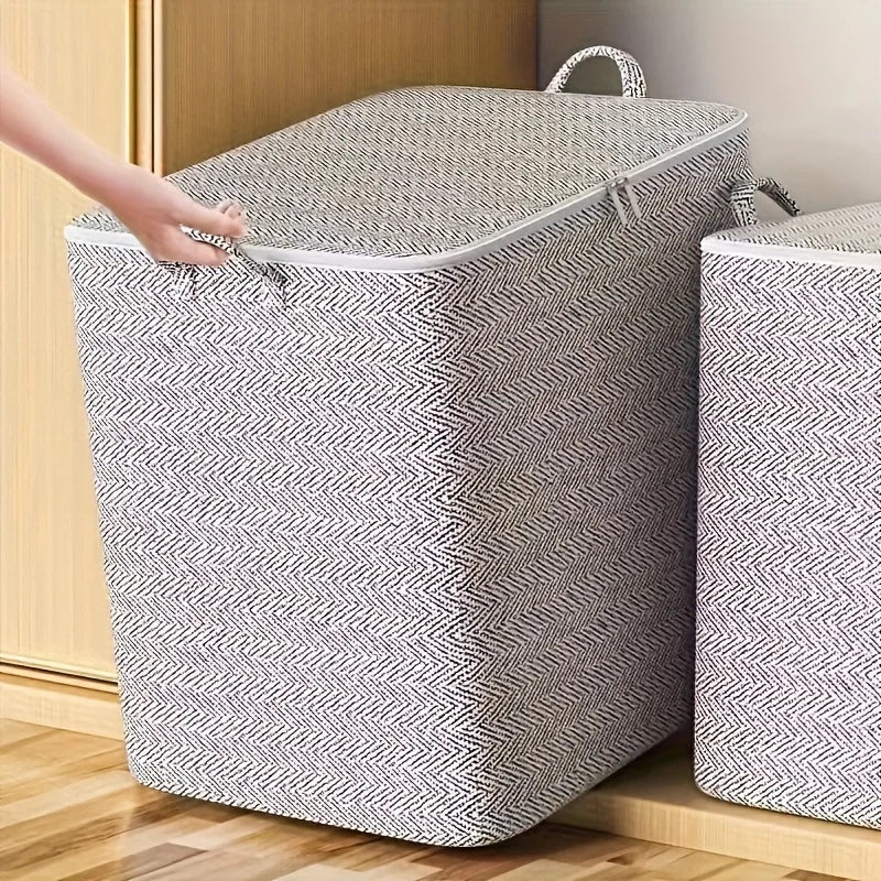 Caixa Organizadora Extra Grande com Tampa – Design Moderno e Compacto, Durável para Roupas, Rouparia e Mudanças