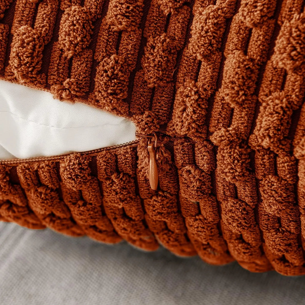 Capas de Almofada Decorativas de Outono em Veludo Cotelê Macio – Estilo Boho Listrado para Sofá, Cama e Decoração de Casa