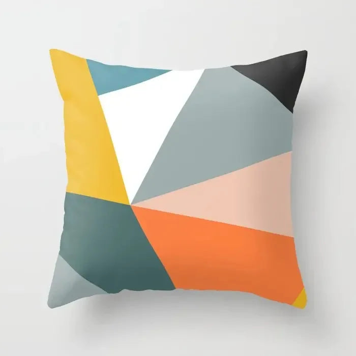 Capa de Almofada Decorativa Laranja com Estampa Geométrica – Travesseiro para Sala e Quarto, Decoração de Casa e Cama