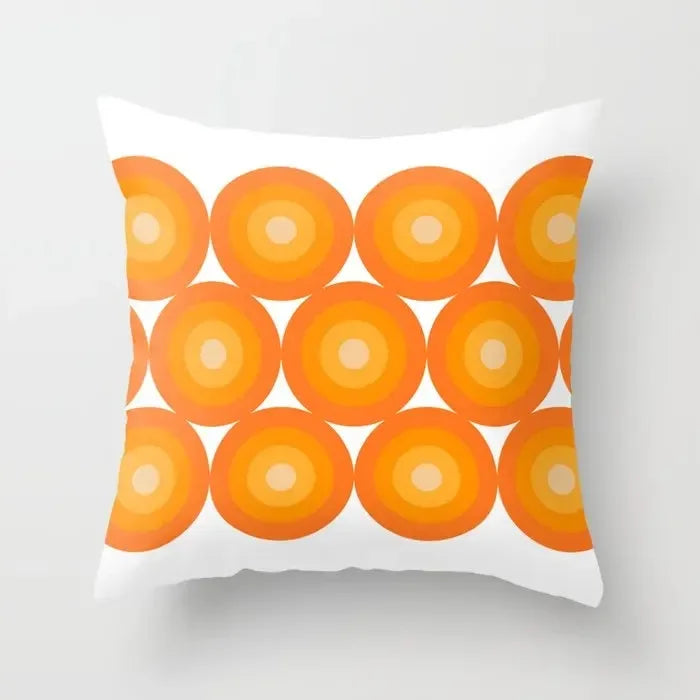 Capa de Almofada Decorativa Laranja com Estampa Geométrica – Travesseiro para Sala e Quarto, Decoração de Casa e Cama