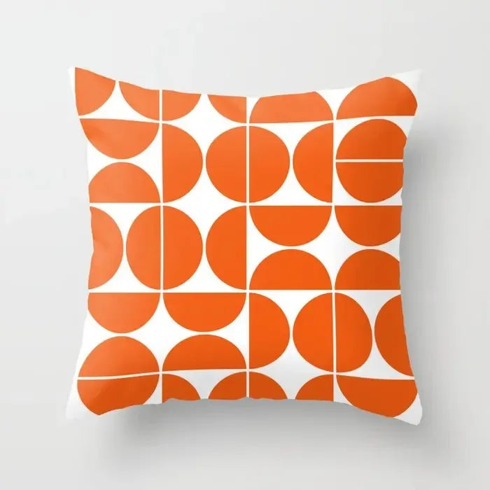 Capa de Almofada Decorativa Laranja com Estampa Geométrica – Travesseiro para Sala e Quarto, Decoração de Casa e Cama