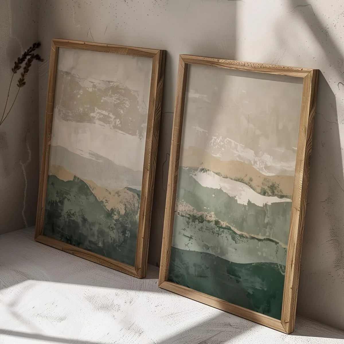 Conjunto 2 Peças – Poster em Tela Montanhas Japonesas Estilo Wabi Sabi | Arte Abstrata Minimalista Moderna para Decoração de Parede