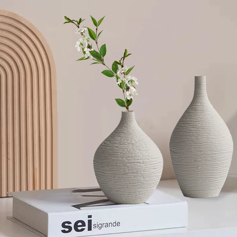 Vaso de Cerâmica Minimalista Luxo Nórdico para Decoração – Boca Estreita, Ideal para Flores, Sala de Estar, Escritório e Presentes Elegantes