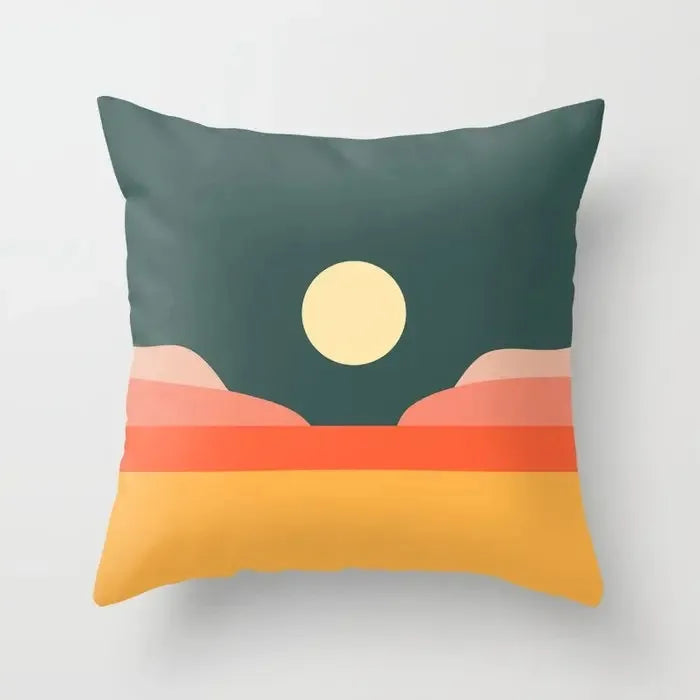 Capa de Almofada Decorativa Laranja com Estampa Geométrica – Travesseiro para Sala e Quarto, Decoração de Casa e Cama