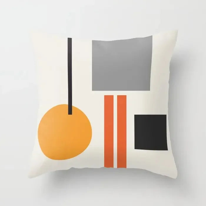 Capa de Almofada Decorativa Laranja com Estampa Geométrica – Travesseiro para Sala e Quarto, Decoração de Casa e Cama