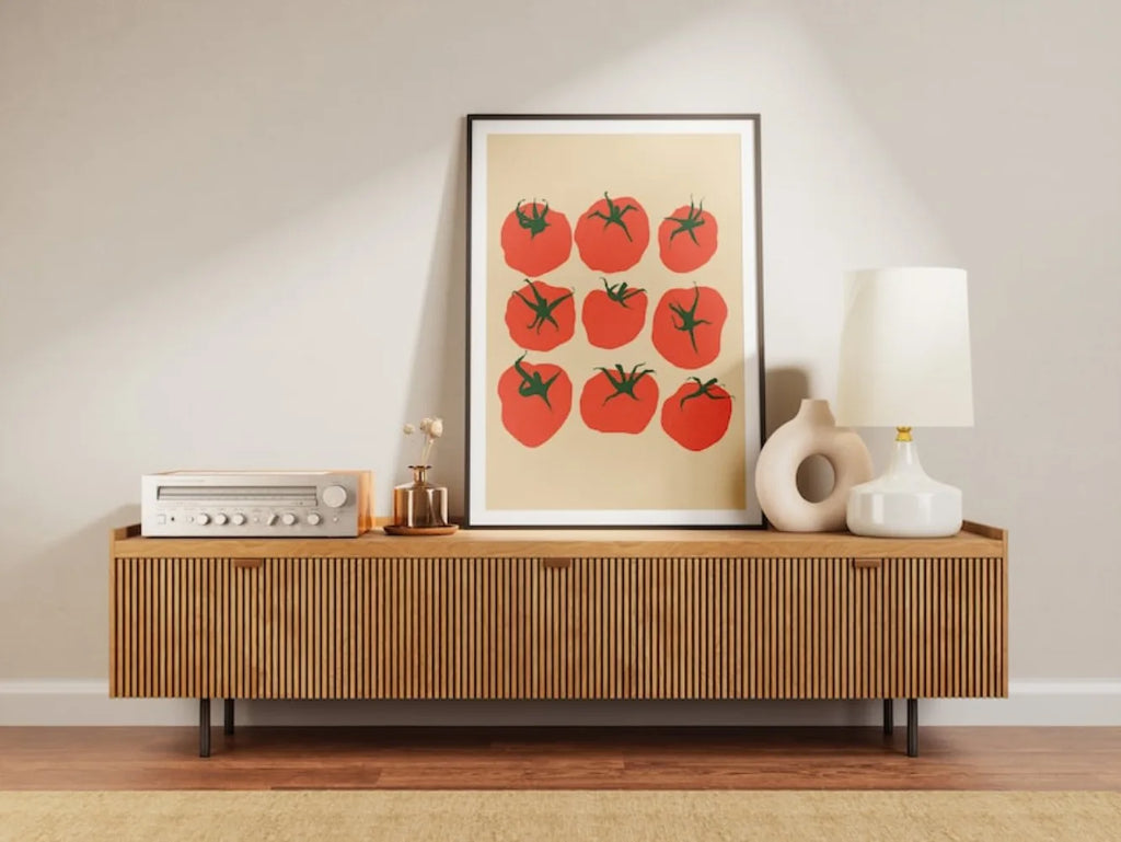Pôster de Tomate Sem Moldura – Arte de Cozinha Mediterrânea, Impressão Decorativa para Parede, Quadro em Tela Imprimível para Decoração de Cozinha