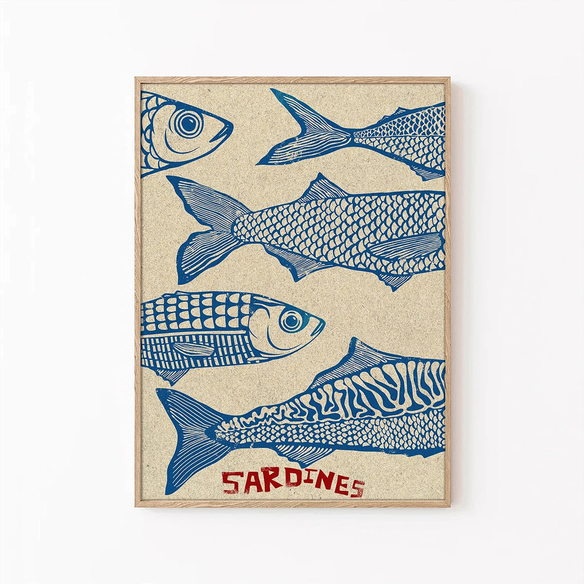 Quadro em Tela Sardinhas em Lata Rosa – Arte de Parede Estilo Pescador para Sala de Estar Moderna, Cozinha e Decoração de Casa, Presente Criativo