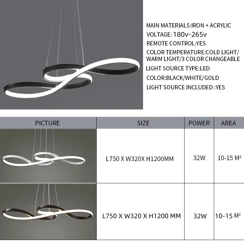Lustre de Teto IRALAN – Design Criativo, Regulável, Estilo Nórdico para Sala de Estar e Jantar