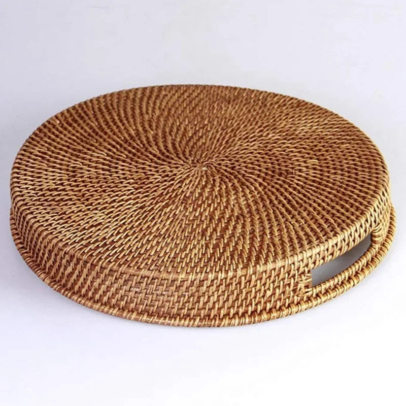 Cesta Retangular de Vime e Rattan Feita à Mão – Armazenamento para Frutas, Pães, Lanches, Chá, Cosméticos e Utensílios de Cozinha