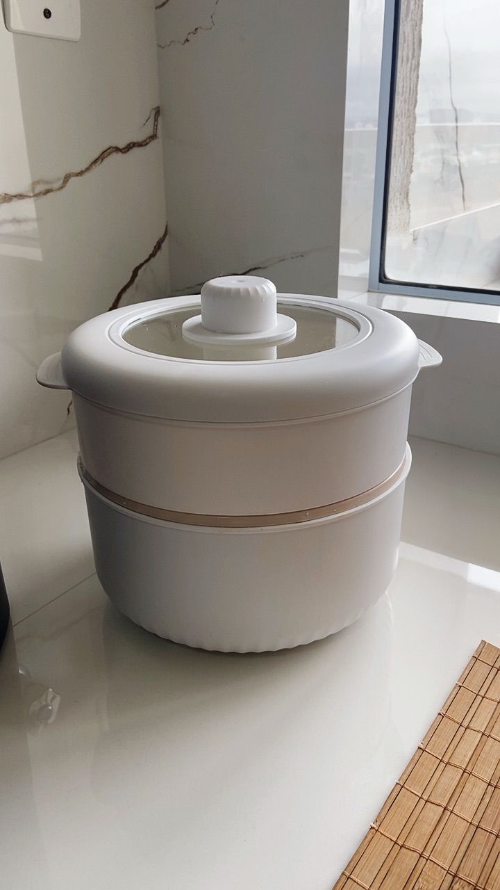 Panela Elétrica Multifuncional com 2 Camadas, Antiaderente, Branca 110 V / 220V