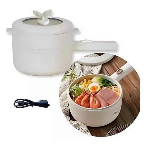 Panela Elétrica Multifuncional com 2 Camadas, Antiaderente, Branca 110 V / 220V