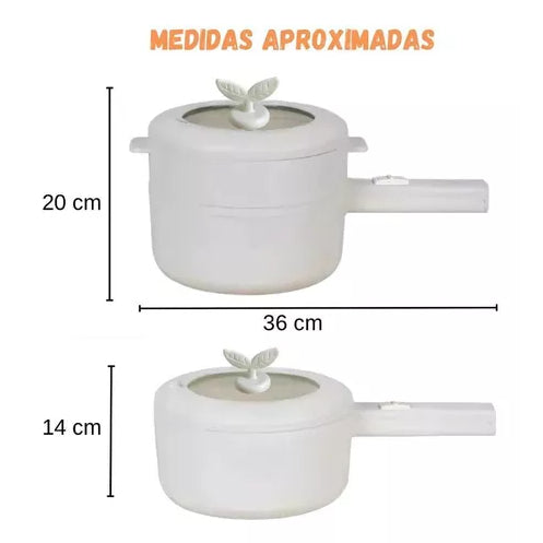 Panela Elétrica Multifuncional com 2 Camadas, Antiaderente, Branca 110 V / 220V