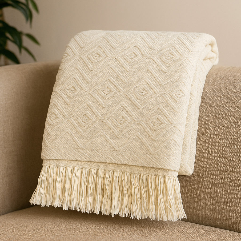 Manta para Sofá 100% Algodão Premium – Conforto Artesanal e Proteção